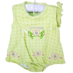 Green Polka Dot Baby Romper